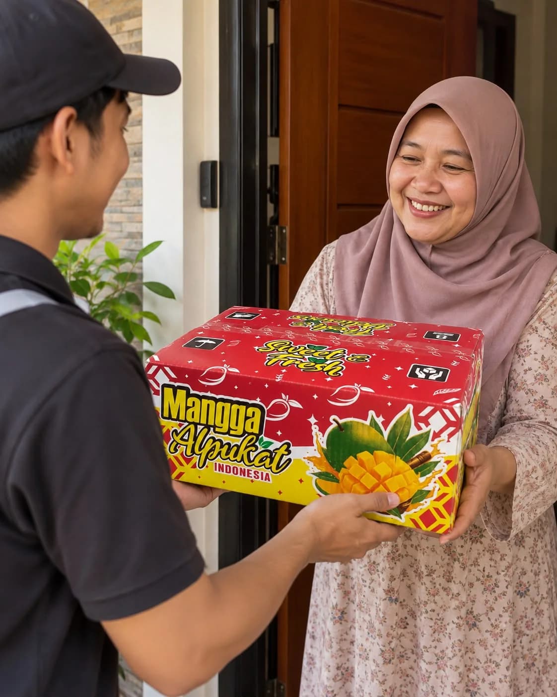 Paket Mangga Alpukat diserahkan kepada penerima di rumah